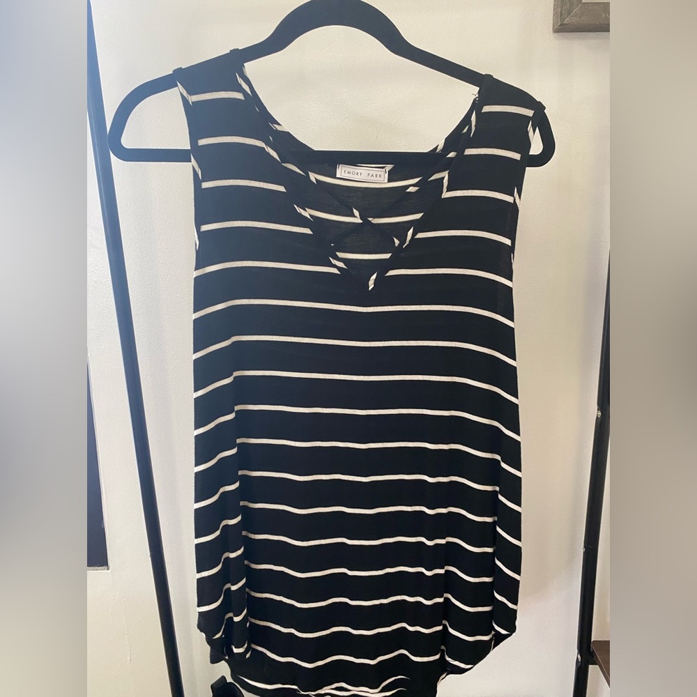 Emory Park black tank with white stripes